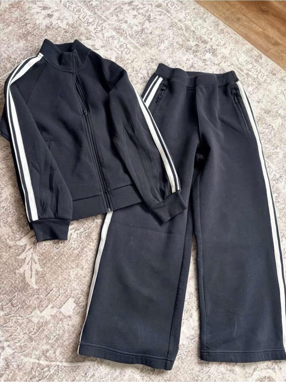 Uniqlo Black Sweatpants with White Side Stripes - Kids